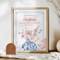 Chinoiserie Pink Cherry Blossom Begrüßungszeichen