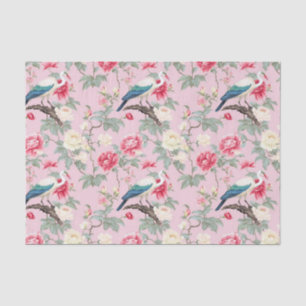 Chinoiserie Pink Floral Egret Seidenpapier