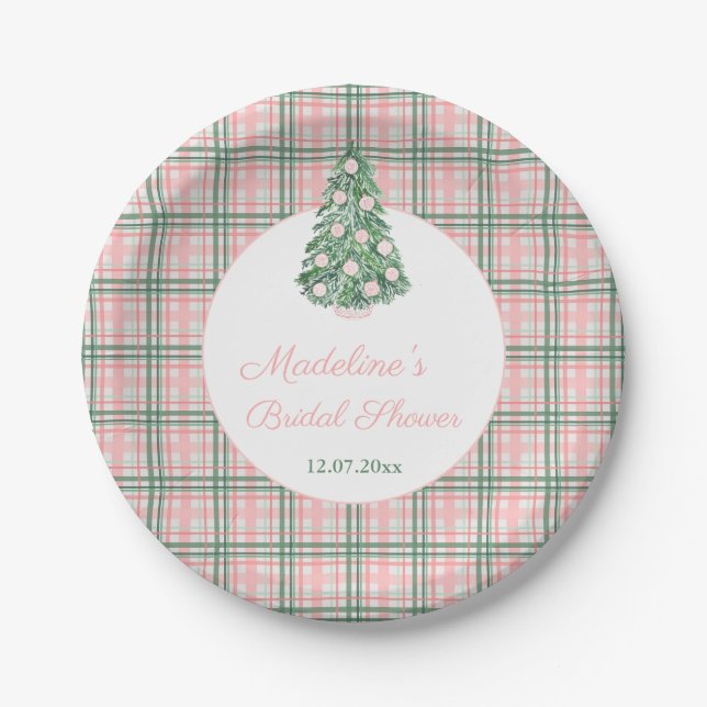Chinoiserie Pink Green Christmas Polterabend Pappteller (Vorderseite)
