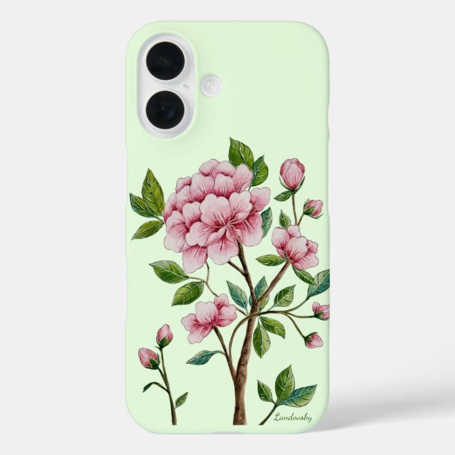 Chinoiserie Pink Peony Phone Case (Rückseite)