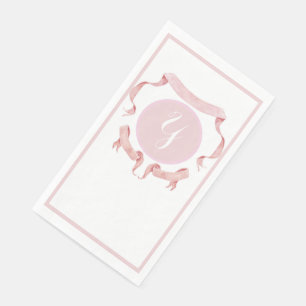 Chinoiserie Pink Ribbons Logo-Wappen Serviette