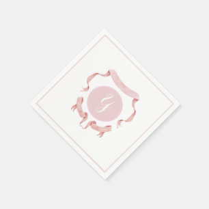 Chinoiserie Pink Ribbons Logo-Wappen Serviette