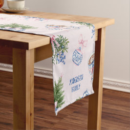Chinoiserie Pink Weihnachtstisch-Runner Kurzer Tischläufer