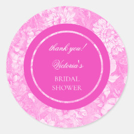 Chinoiserie Pink Weißes Brautparty Runder Aufkleber