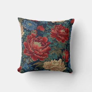 Chinoiserie Red Peony Floral Throw Kissendecke Kissen