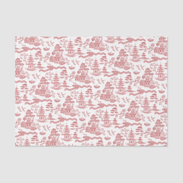 Chinoiserie Red Willow Decoupage Tissue Paper Seidenpapier (Vorderseite)