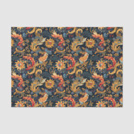 Chinoiserie Red Yellow Blue Muster Decoupage Seidenpapier