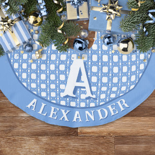 Chinoiserie-Rohrgitter in Blau personalisiert Leinenimitat Weihnachtsbaumdecke