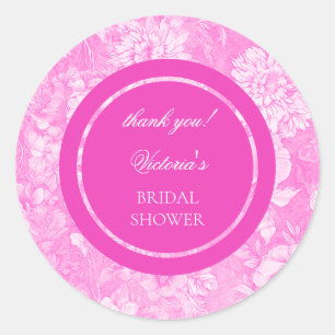 Chinoiserie Rosa Weiße Hochzeitsdusche  Runder Aufkleber