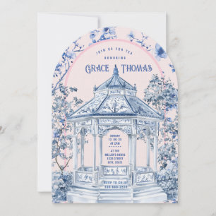 Chinoiserie rose et bleu Pagoda Tea Invitation