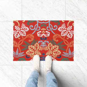 Chinoiserie Rote Hawaiianische Blumenmuster Japani Fußmatte
