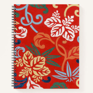 Chinoiserie Rote Hawaiianische Blumenmuster Japani Notizbuch