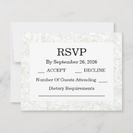 Chinoiserie Sage Green Peony RSVP Cards