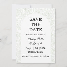 Chinoiserie Sage Green Peony Save The Date