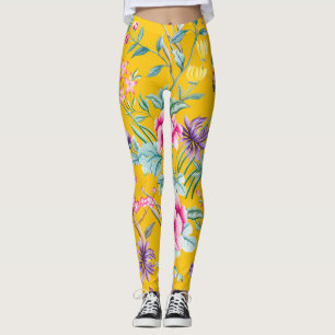 Chinoiserie Schmetterlinge, Vögel Blume gelb Leggings