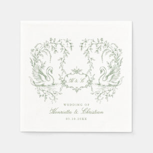 Chinoiserie-Schwan Vintage-Schwan-Paar Hochzeit Serviette