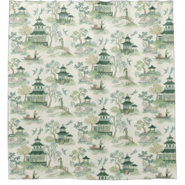 Chinoiserie Soft Green Duschvorhang