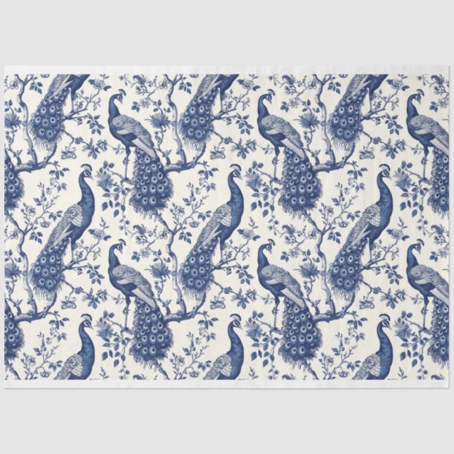 Chinoiserie Style Peacock Themenpapier Seidenpapier (Vorderseite)