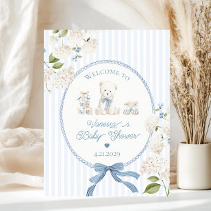 Chinoiserie-Teddybär-französische Babyparty-Willko Poster