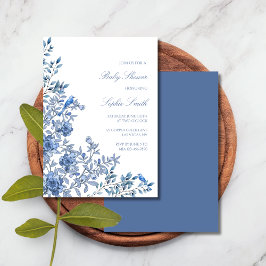 Chinoiserie Toile Blue Floral Baby Shower Einladung