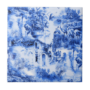 Chinoiserie-Toile, Blue Willow, blaues Porzellan Fliese