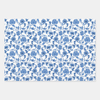 Chinoiserie Toile Blue Willow Geschenkpapier Set