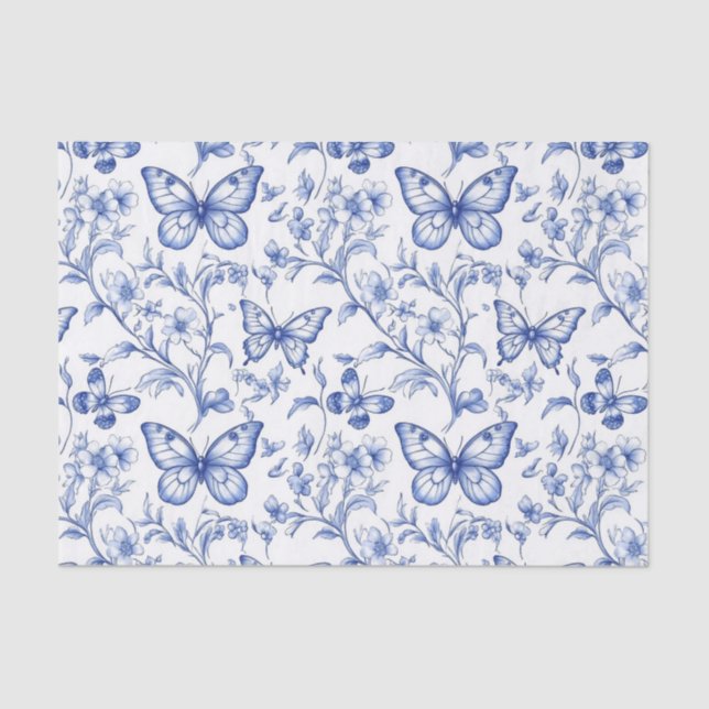 Chinoiserie Toile De Jouy Pattern Seidenpapier (Vorderseite)