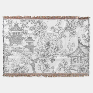 Chinoiserie-Toile-Drache-Kirschblüten-Verzierung Decke