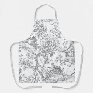 Chinoiserie-Toile-Drache-Kirschblüten-Verzierung Schürze