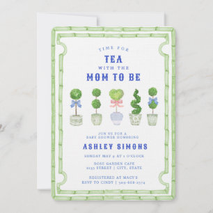 Chinoiserie Topiary Babydusche Tee-Party Einladung
