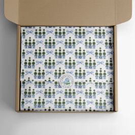 Chinoiserie Topiary Tree Blue Bow Seidenpapier