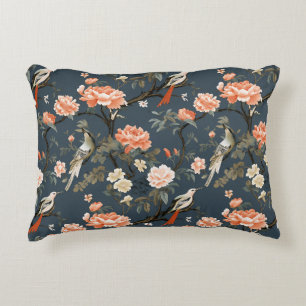 Chinoiserie über Denim Blue Dekokissen