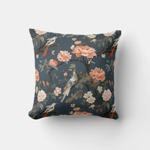 Chinoiserie über Denim Blue Kissen