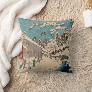 Chinoiserie Ukiyo-e Japanische Winter-Schneelandsc Kissen