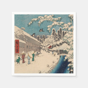 Chinoiserie Ukiyo-e japanische Winter-Schneelandsc Serviette
