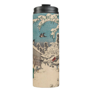 Chinoiserie Ukiyo-e japanische Winter-Schneelandsc Thermosbecher