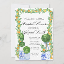 Chinoiserie und Citrus Bridal Dusche Einladung