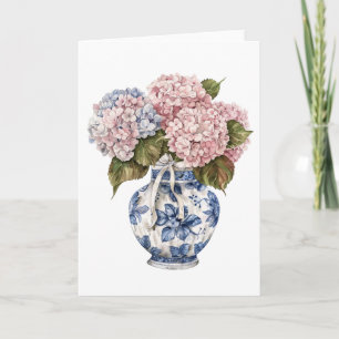 Chinoiserie-Vase Band-Hortensie Leere Grußkarte Karte