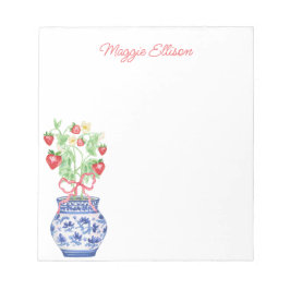 Chinoiserie Vase of Red Strawberries Personalisier Notizblock