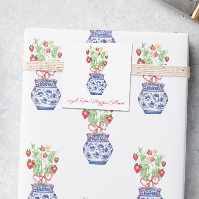 Chinoiserie Vase Red Strawberry - Geschenkgutschei Mitteilungskarte (Von Creator hochgeladen)