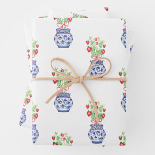 Chinoiserie Vases of Red Strawberries Geschenkpapier Set
