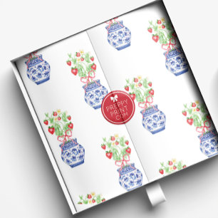 Chinoiserie Vases of Red Strawberries Seidenpapier