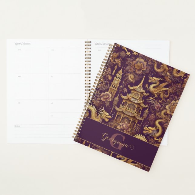 Chinoiserie Victorienne Personalisée Purple & Gold (Devant avec enveloppe)