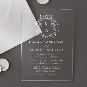 Chinoiserie Viktorianische Hochzeit der Blumen Acryleinladungen