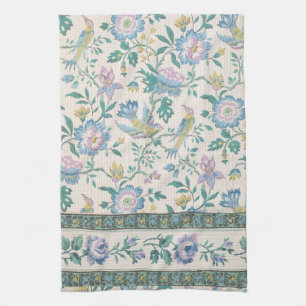 Chinoiserie Vintage Vogel Florales Pastellmuster Geschirrtuch