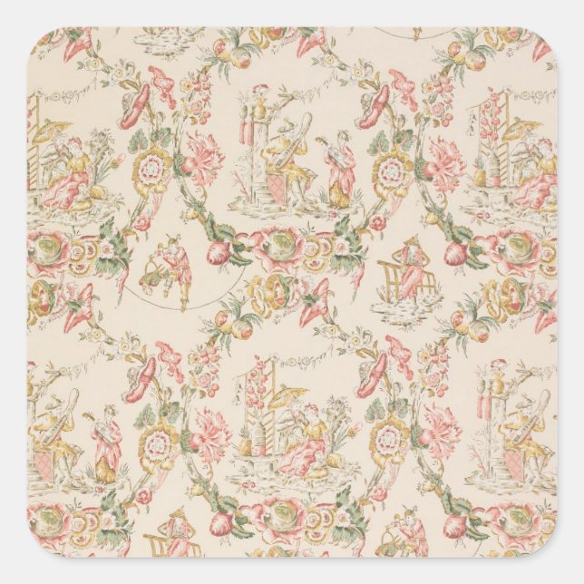 Chinoiserie Wallpaper Quadratischer Aufkleber (Vorderseite)