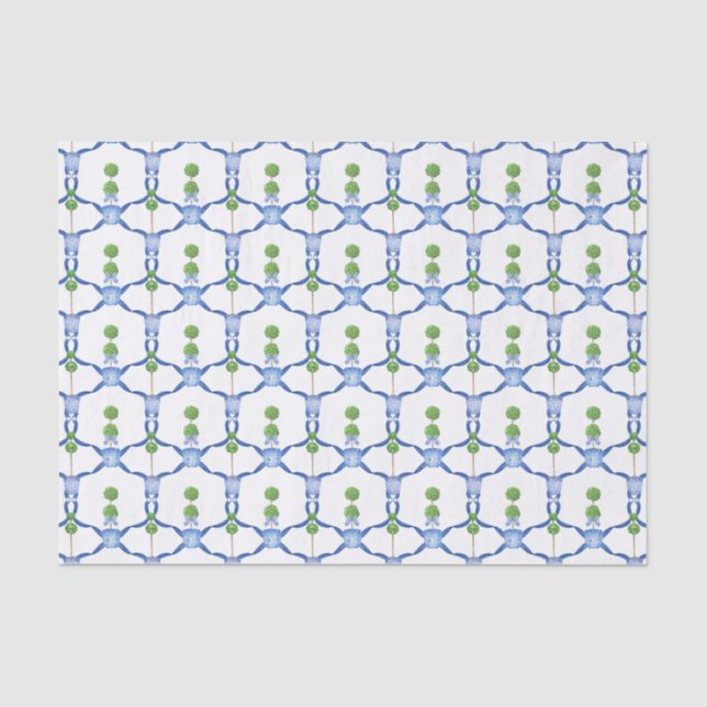 Chinoiserie Wasserfarbtopisie Gewebe Seidenpapier (Vorderseite)