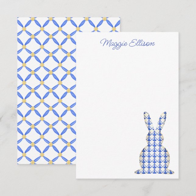 Chinoiserie Watercolor Chic Bunny Danke Karte (Vorne/Hinten)