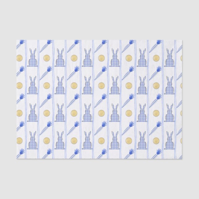 Chinoiserie Watercolor Chic Kaninchenmuster Seidenpapier (Vorderseite)
