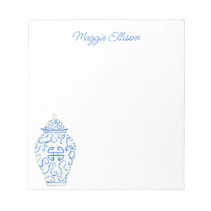 Chinoiserie Watercolor Ginger Jar Notepad Notizblock